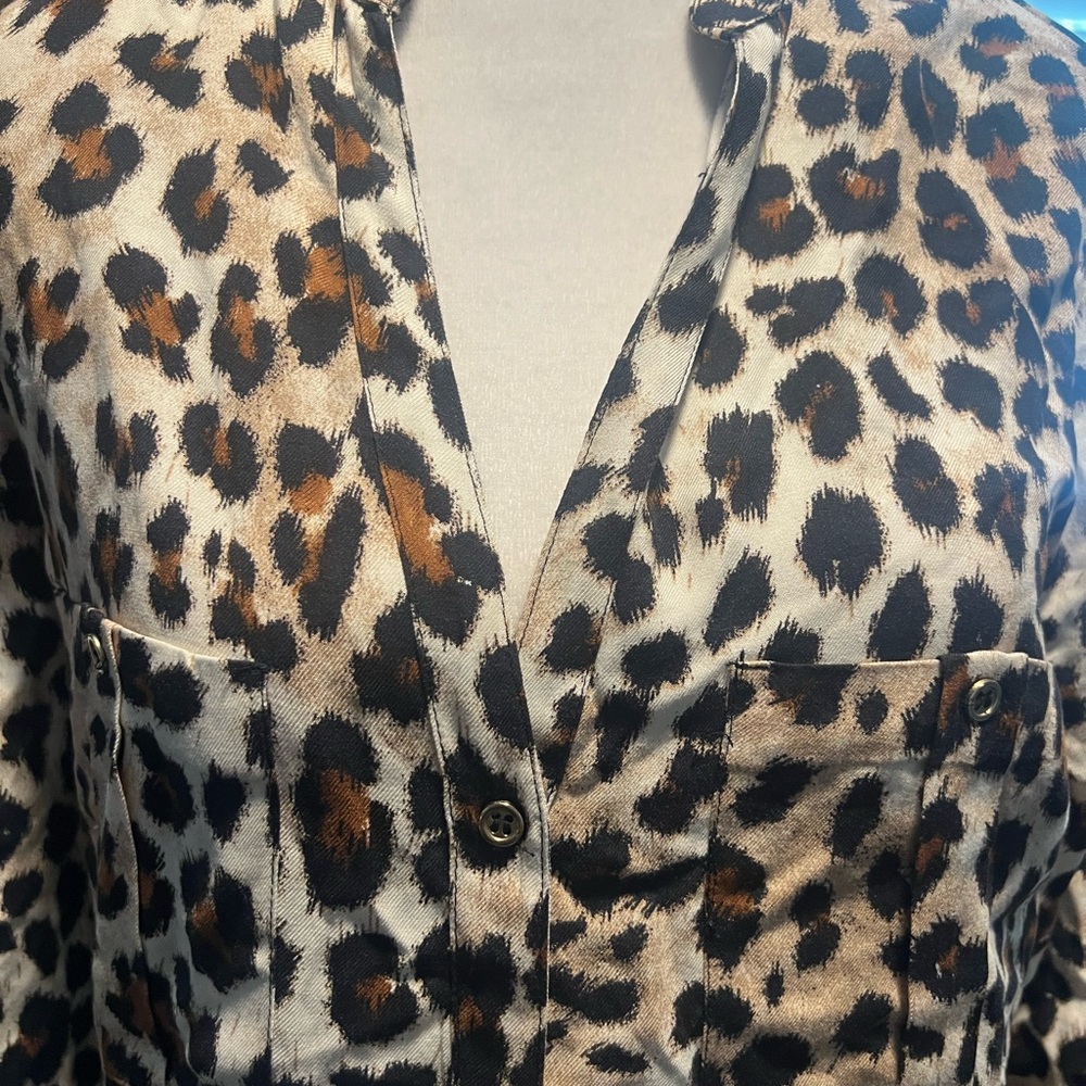 Zara Brown and Black Long Sleeve Button Down Shirt.EUC - Picture 2 of 7